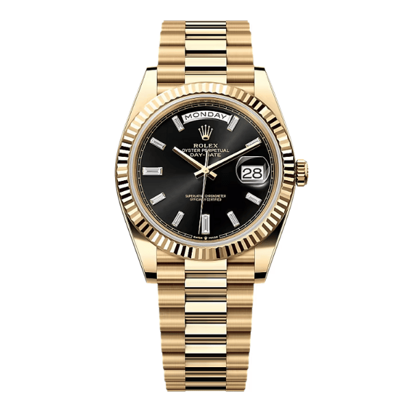 126333-0018-35 Rolex Day Date M228238-0004 40mm Black Dial Yellow Gold – VIP Version - Image 1