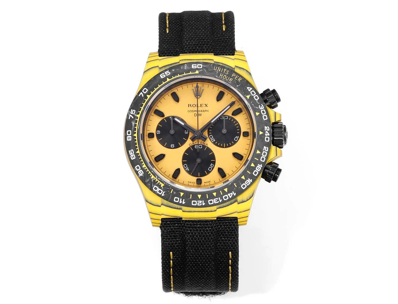 lucyluxury-vn-1226 Rolex Daytona DIW Cacbon Yellow “BUMBLEBEE” 40mm – VIP Version - Image 1