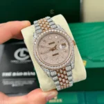 Rolex Datejust 41mm Full Moissanite Hongkong Demi Rose Gold – Handcrafted Diamod - Image 3