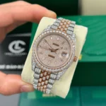 Rolex Datejust 41mm Full Moissanite Hongkong Demi Rose Gold – Handcrafted Diamod - Image 4