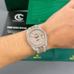 Rolex Datejust 41mm Full Moissanite Hongkong Demi Rose Gold – Handcrafted Diamod - Image 5
