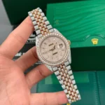 Rolex Datejust 41mm Full Moissanite Hongkong Demi Rose Gold – Handcrafted Diamod - Image 2