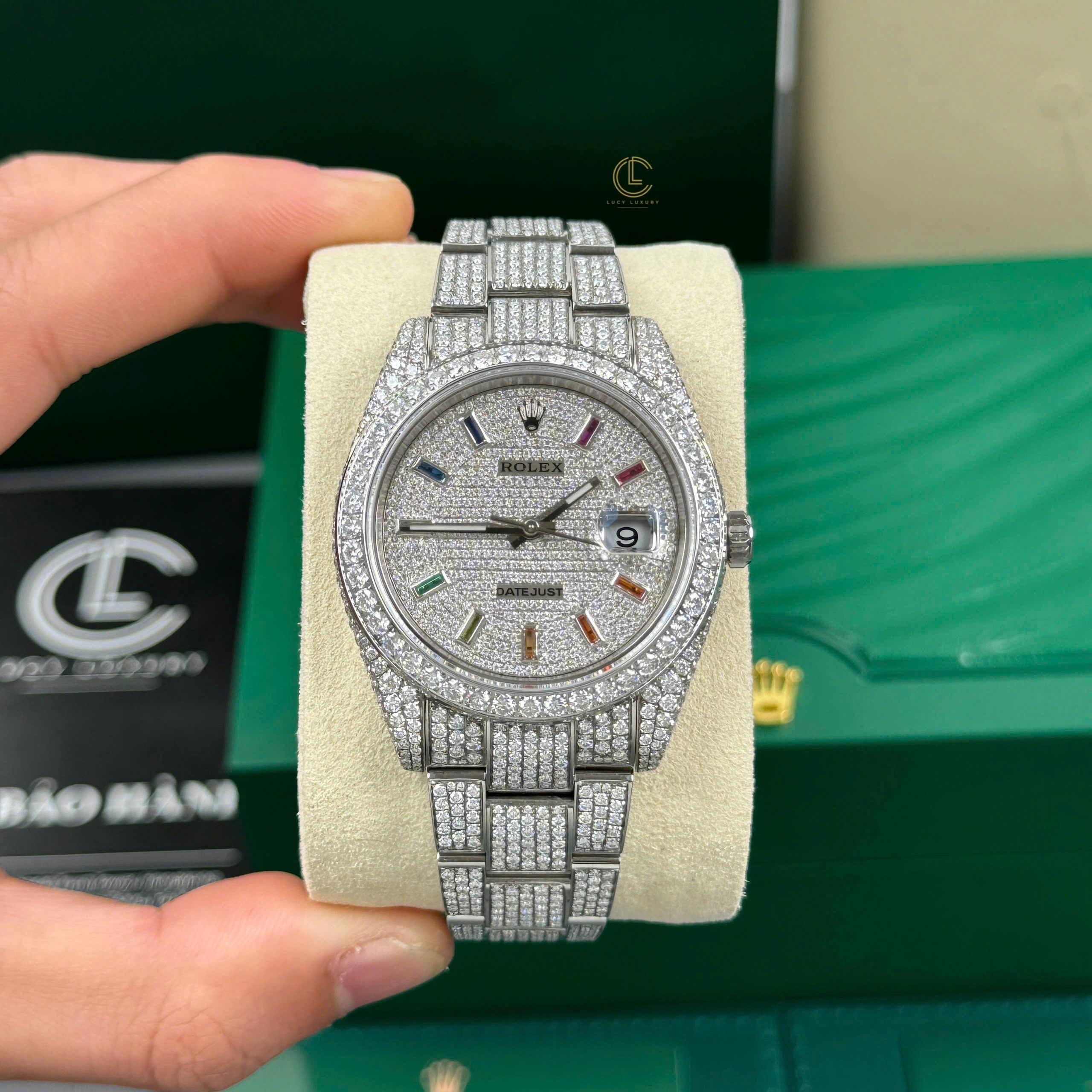 lucytimepieces-com-125 Rolex Datejust 41mm Insex Ruby Full Moissanite Hongkong – Customize Diamod - Image 1
