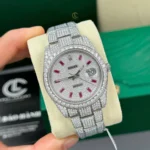 Rolex Datejust 41mm insex Ruby Tím Full Moissanite HongKong – Customize Diamod - Image 3