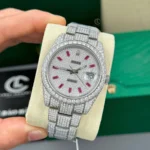Rolex Datejust 41mm insex Ruby Tím Full Moissanite HongKong – Customize Diamod - Image 4