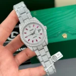 Rolex Datejust 41mm insex Ruby Tím Full Moissanite HongKong – Customize Diamod - Image 2