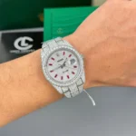 Rolex Datejust 41mm insex Ruby Tím Full Moissanite HongKong – Customize Diamod - Image 5