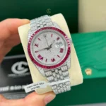 Rolex Datejust 41mm Custom Benzel Sapphire Full Moissanite Hongkong – Customize Diamod - Image 4
