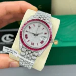 Rolex Datejust 41mm Custom Benzel Sapphire Full Moissanite Hongkong – Customize Diamod - Image 3