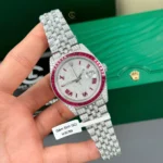 Rolex Datejust 41mm Custom Benzel Sapphire Full Moissanite Hongkong – Customize Diamod - Image 2