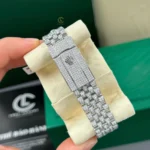 Rolex Datejust 41mm Custom Benzel Sapphire Full Moissanite Hongkong – Customize Diamod - Image 9