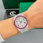 Rolex Datejust 41mm Custom Benzel Sapphire Full Moissanite Hongkong – Customize Diamod - Image 6