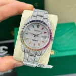 Rolex Datejust 41mm Benzel Ruby Full Moissanite Hongkong – Customize Diamod - Image 3