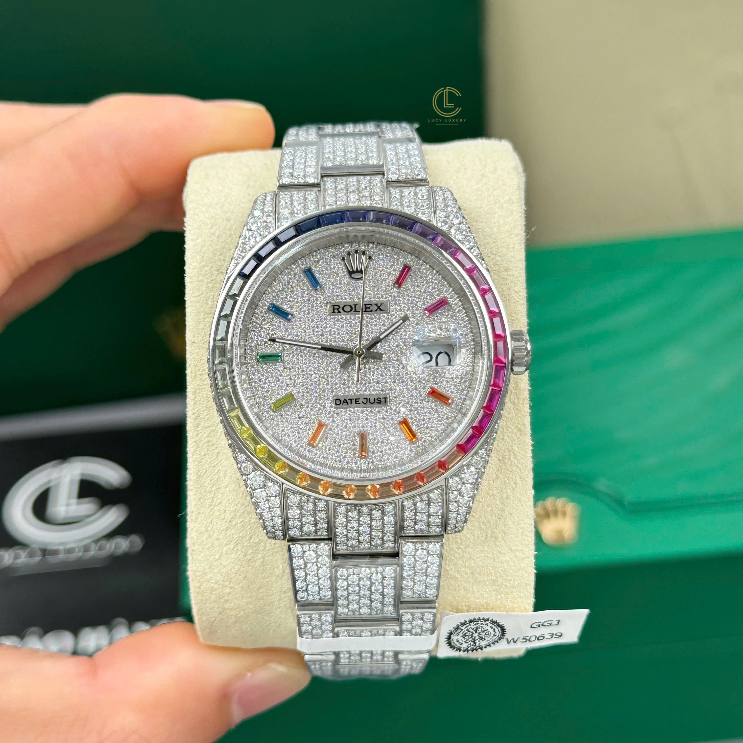 lucytimepieces-com-174 Rolex Datejust 41mm Benzel Ruby Full Moissanite Hongkong – Customize Diamod - Image 1