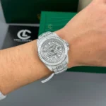 Rolex GMT – Master II 40mm Custom Full Moissanite Baguette HongKong – Customize Diamod - Image 6