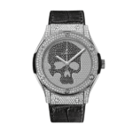 Hublot Classic Fusion SKULL Full Diamonds Moissanite Pave 42mm Black Dial – Handcrafted Diamod