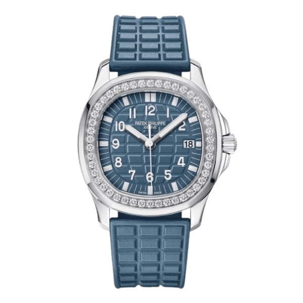 126333-0018-2-1-1 Patek Philippe Aquanaut 5067A-025 35.6mm Blue Dial Diamond Bezel Moissanite Steel – Customize Version - Image 1