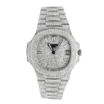 Patek Philippe Nautilus 5711 40mm Up Full 3000pcs Moissanite Pave Hongkong – Customize Diamod