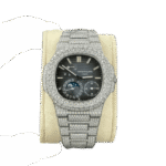 Patek Philippe Nautilus 5712/1A 40mm Blue Dial Full Moissanite Hongkong – Customize Diamod