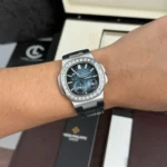 Patek Philippe Nautilus 5722G-001 40mm Custom Moissanite Baugette Blue Dial – Handcrafted Diamond - Image 4