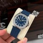Patek Philippe Aquanaut 5067A-025 35.6mm Blue Dial Diamond Bezel Moissanite Steel – Customize Version - Image 3