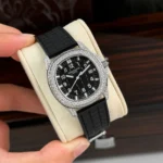 Patek Philippe Aquanaut 5067A-025 35.6mm Black Dial Full Moissanite Steel – Customize Diamod - Image 3