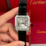 Cartier Santos – Dumont  White Dial Benzel Swarovski 38mm x 27.5mm Steel – VIP VERSION