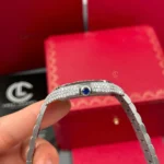 Cartier Santos De Cartier 39.8mm Green Dial Full Moissanite Hongkong –  Customize Diamod - Image 5