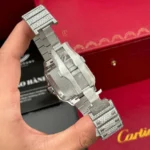 Cartier Santos De Cartier 39.8mm Green Dial Full Moissanite Hongkong –  Customize Diamod - Image 7