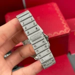 Cartier Santos De Cartier 39.8mm Green Dial Full Moissanite Hongkong –  Customize Diamod - Image 8