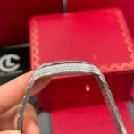 Cartier Santos De Cartier 39.8mm Blue Dial Full Moissanite HongKong –  Customize Diamod - Image 7