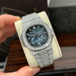 Patek Philippe Nautilus 5712/1A 40mm Custom Full Moissanite Baguette HongKong – Customize Diamod - Image 3