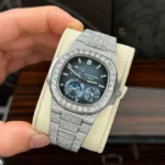 Patek Philippe Nautilus 5712/1A 40mm Custom Full Moissanite Baguette HongKong – Customize Diamod - Image 4