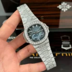 Patek Philippe Nautilus 5712/1A 40mm Custom Full Moissanite Baguette HongKong – Customize Diamod - Image 2