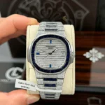 Patek Philippe Nautilus 5711/1A 40mm Demi Baugette Blue Full Moissanite HongKong – Customize Diamod - Image 5