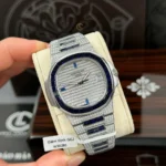 Patek Philippe Nautilus 5711/1A 40mm Demi Baugette Blue Full Moissanite HongKong – Customize Diamod - Image 3