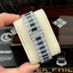 Patek Philippe Nautilus 5711/1A 40mm Demi Baugette Blue Full Moissanite HongKong – Customize Diamod - Image 10