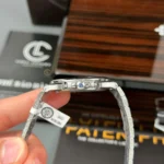 Patek Philippe Nautilus 5711/1A 40mm Demi Baugette Blue Full Moissanite HongKong – Customize Diamod - Image 7