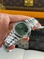 Patek Nautilus 5713G Green Dial 40mm Moissanite – Handcrafted Diamod - Image 2