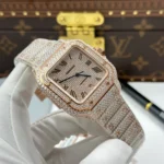 Cartier Santos de Cartie Larger Full Diamond Rose Gold 39.8mm – Handcrafted Diamod - Image 4