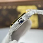 Cartier Santos de Cartie Larger Full Diamond Demi Yellow Gold 39.8mm – Handcrafted Diamod - Image 7