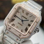 Cartier Santos de Cartie Larger Full Diamond Demi Rose Gold 39.8mm – Handcrafted Diamod - Image 6